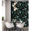 Dakota Fields 93026 Cactus papier peint adhésif auto-adhésif floral en vinyle noir / vert / rose amovible 17,7 po x 9,8 pi