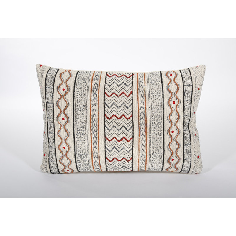 Carballo Embroidered Cotton Reversible Throw Pillow