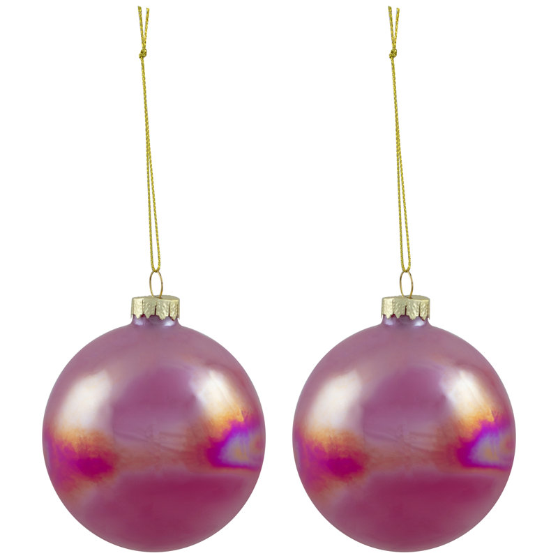 Shiny Glass Ball Christmas Ornaments - 3" (80Mm) - 6Ct, Pink/Purple/Peach