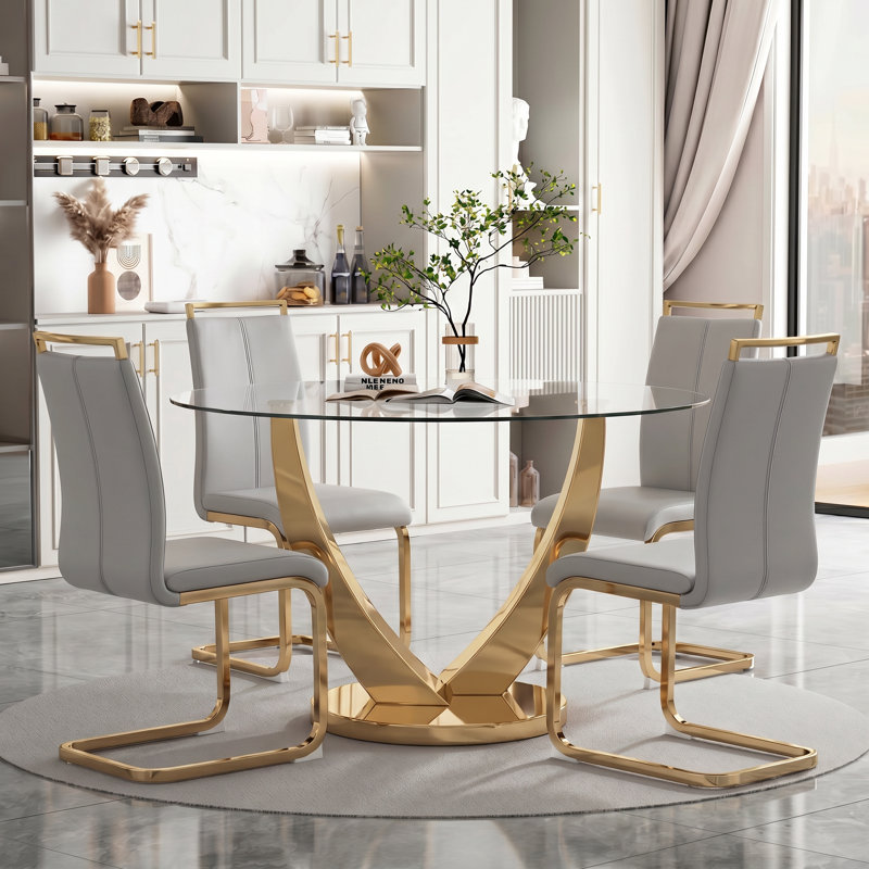 Chaises de salle à manger Modern Glam, Gris clair