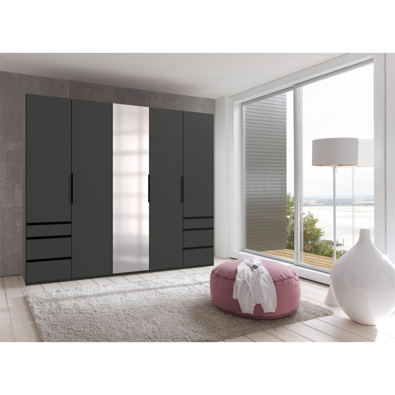 Guardino 5 Door Wardrobe, 216cm H x 250cm W x 58cm D, Graphite