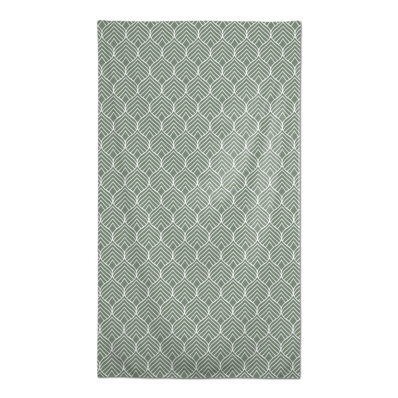 Geo Leaf Pattern Pink 3 Tablecloth, Green