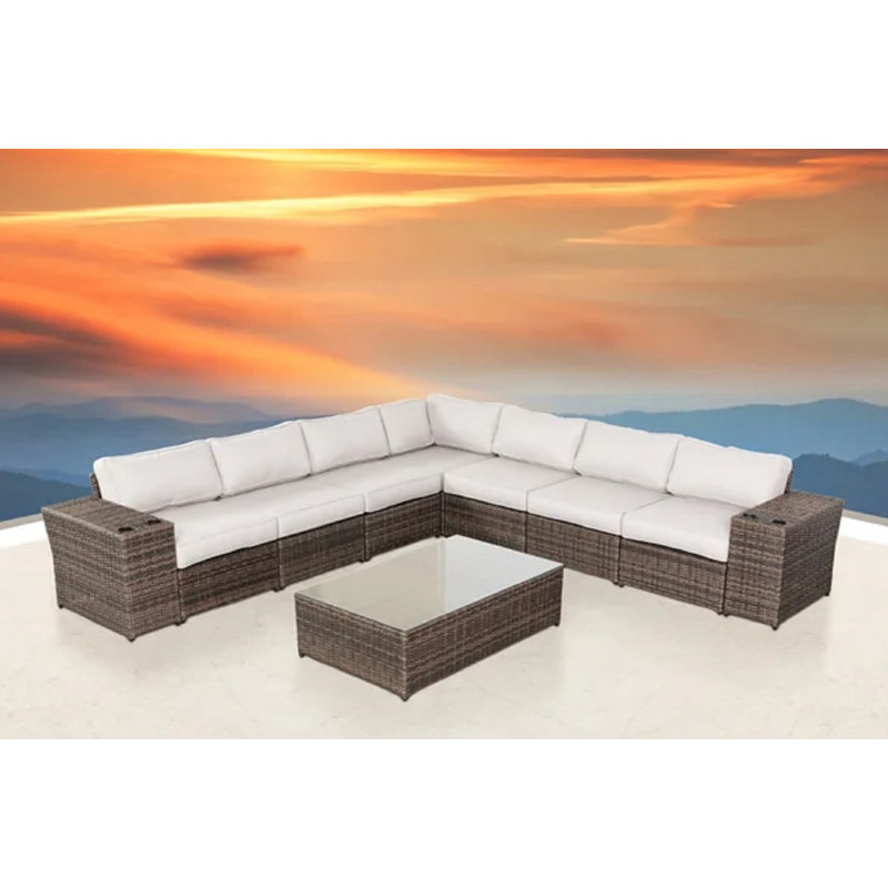 Khaleeqa Wicker Fully Assembled 6 - Person Seating Group with Cushions