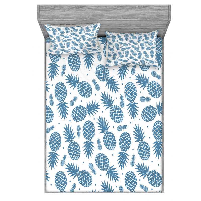 Pineapple Microfiber Sheet Set, Queen Sheet Set with Fitted Sheet
