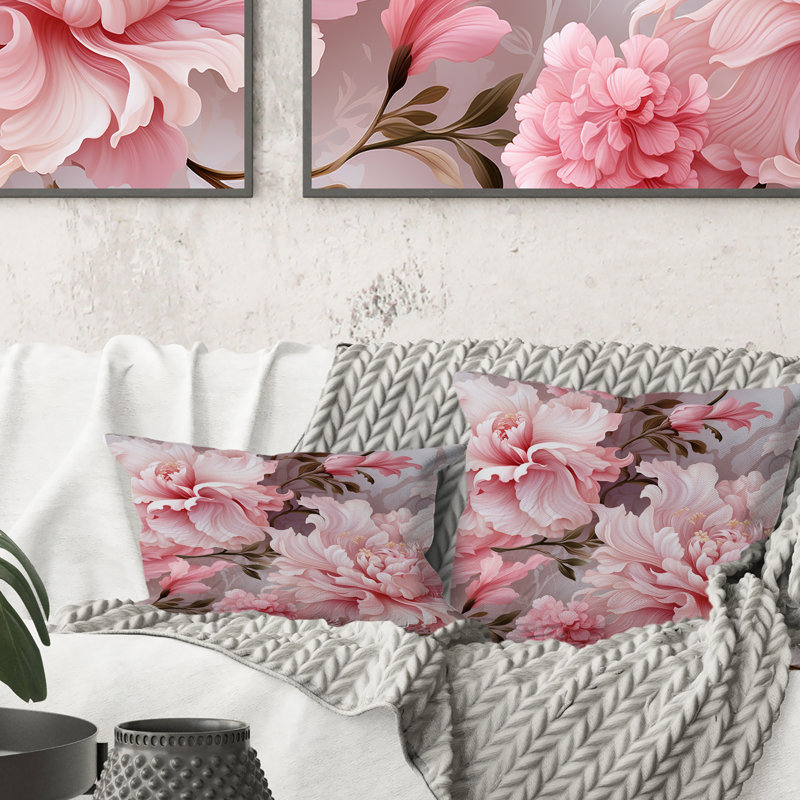 Coussin décoratif à motif floral victorien rococo Ethereal, H 18 po x l 18 po
