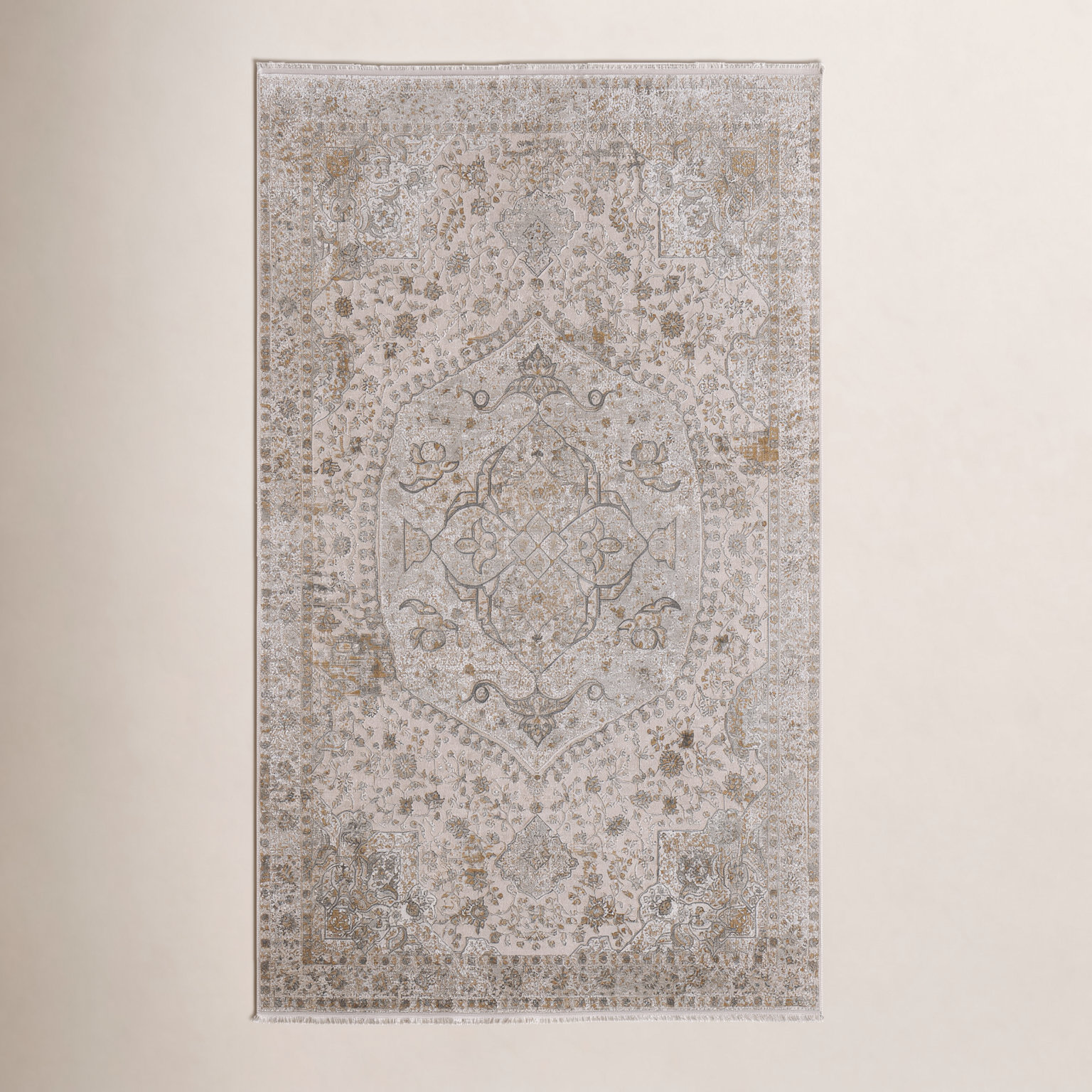 Ivory Traditional Medallion Oriental Rug, Rectangle 3'1" x 5'