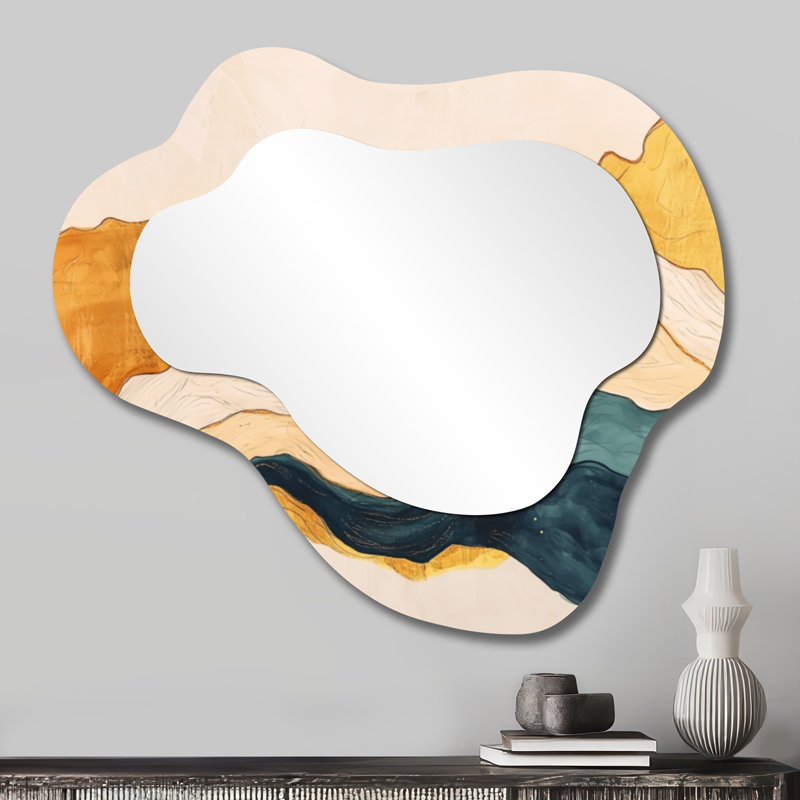 Encre vague du désert - miroir mural décoratif désert, miroir de coiffeuse Global, imprimé sur métal, 25 po x 28 po