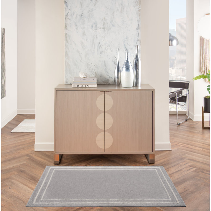 Aseneth Abstract Machine Woven Chenille Indoor/Outdoor Area Rug in Gray, Rectangle 2' x 4'