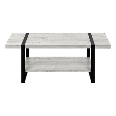 Neo Coffee Table, 47 Inch Laminate, Shelf, Metal Wrapped Sled Base -  Benjara, BM320730