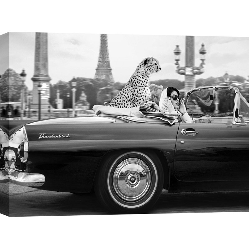 3AP6475 Cheetah In Paris by Julian Lauren - Wrapped Canvas Print, 70cm H x 100cm W x 4cm D