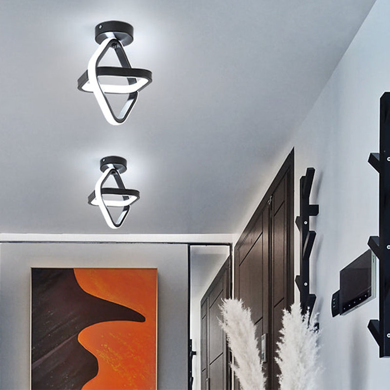 LED 20W Square Corridor Ceiling Lights Flush Mount Light, Black, 6000