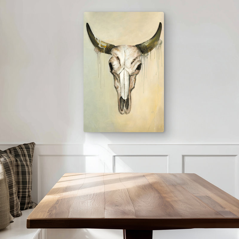 Fading Bull Skull - Rustic Metal Print for Bedroom Decor