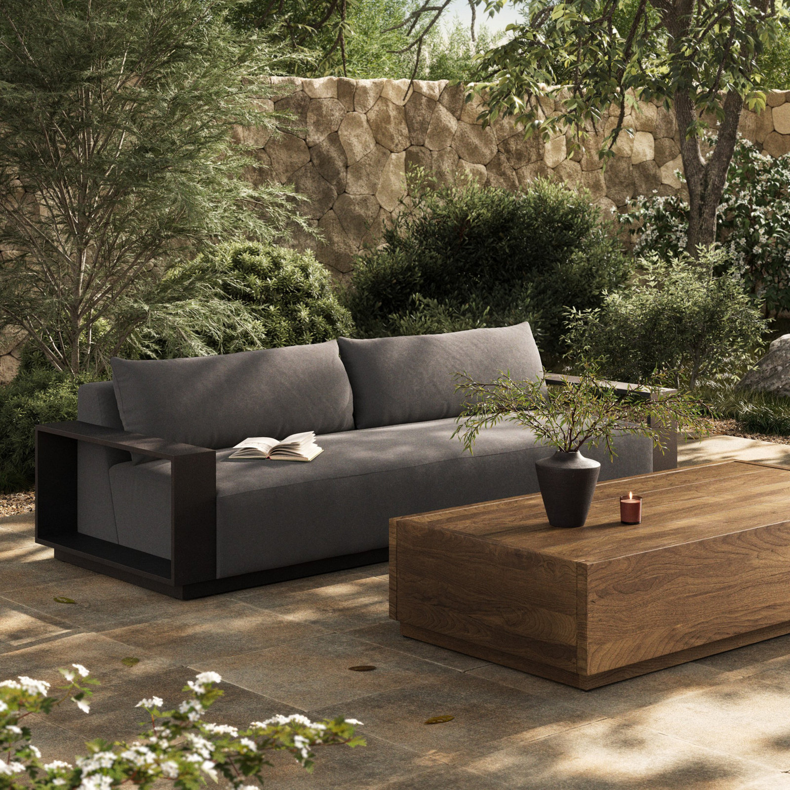 Mather Outdoor Metal Sofa-106", Arashi Graphite
