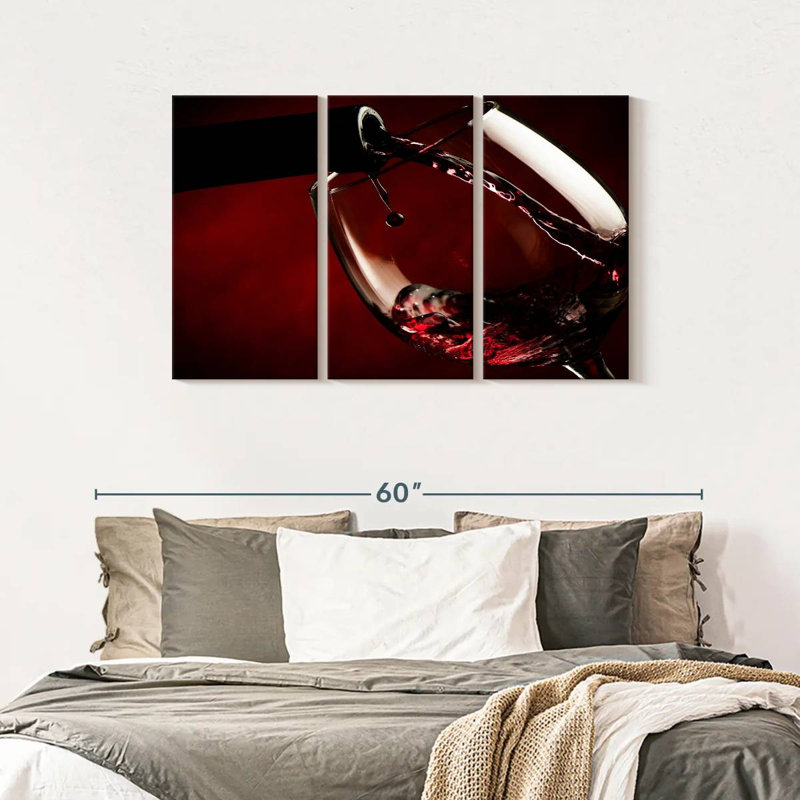 Verre à vin, reproduction d'art sur toile, H 45 po x l 28 po x P 1,25 po