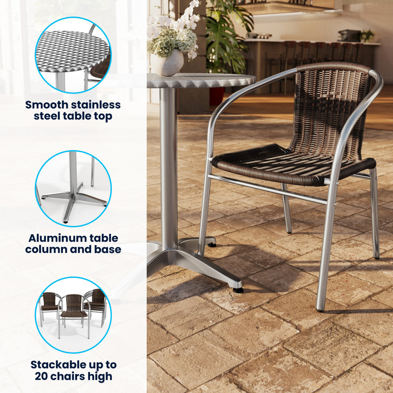 Haverhill Round 3 Piece Bistro Set, 27.25" H x 23.5" W x 23.5" D, Brown