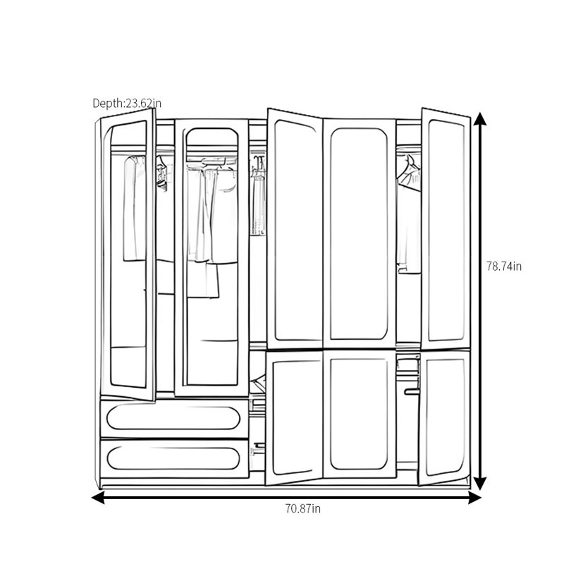 Garde-robe simple et haut de gamme, H 79 po x l 71 po x P 24 po