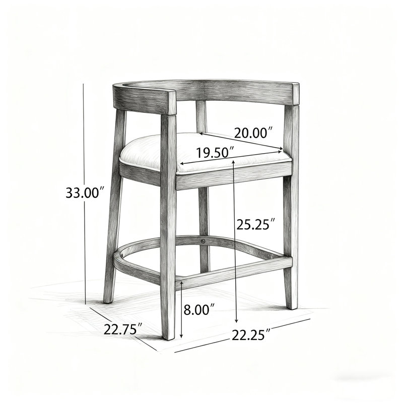 Tabouret de comptoir en bois d'hévéa, Naturel