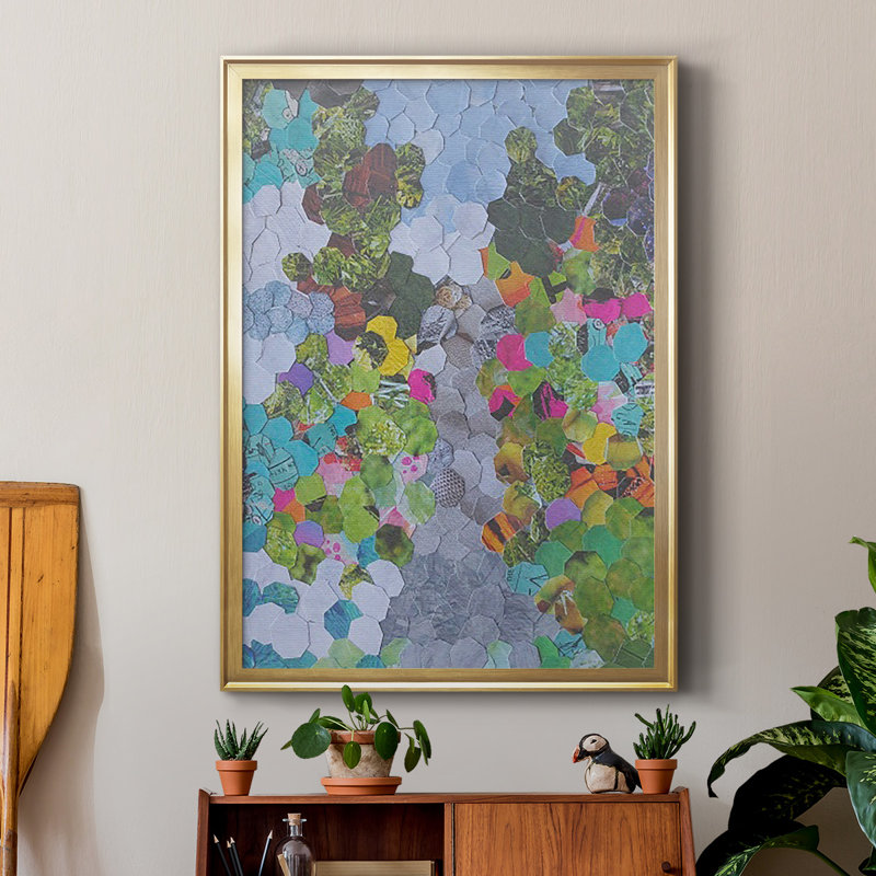 Magenta Garden, reproduction encadrée de qualité supérieure - prête à être accrochée, Encadrement doré