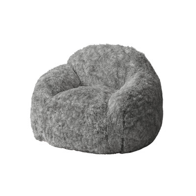 Fauteuil à billes ultra doux rembourré en fausse fourrure pour adultes - Canapé rembourré en mousse avec accoudoirs, housse amovible et lavable, idéal pour la chambre à coucher, le salon, le dortoir, les jeux, la lecture, noir