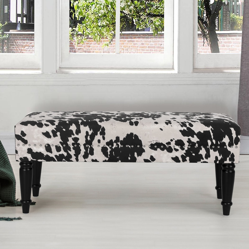 Repose-pieds large avec imprimé animal 16,9 po Flaxton, Noir / blanc