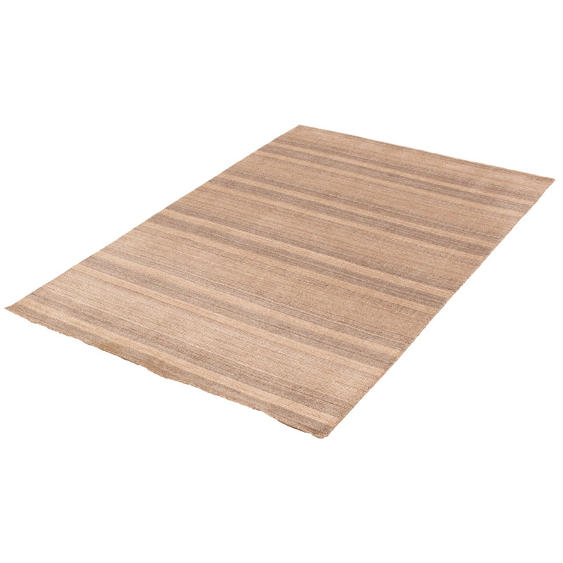 Tapis rayé beige en laine tissé à la main Springfield