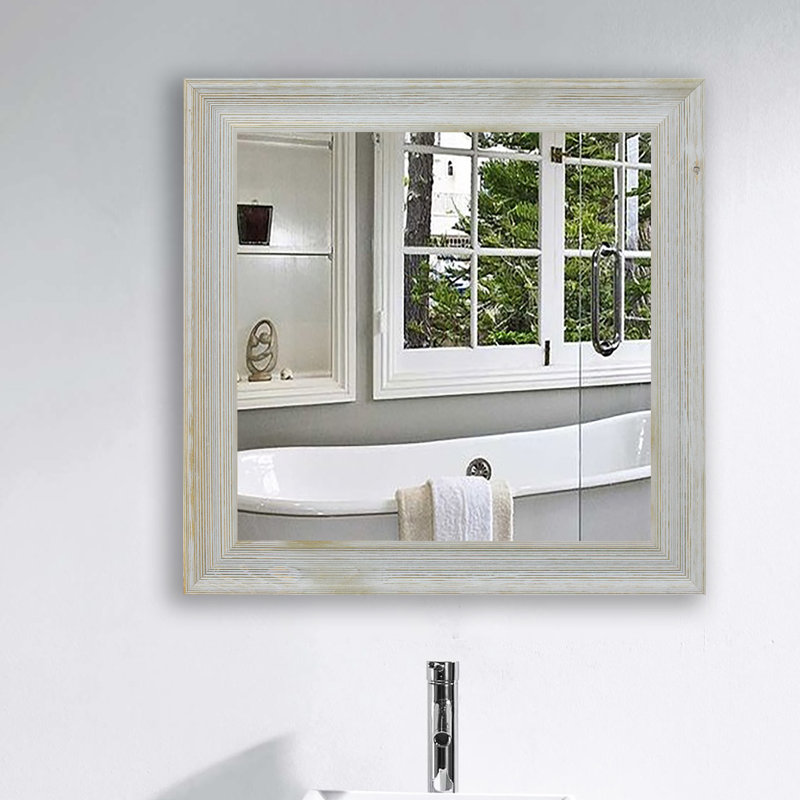Miroir de salle de bain Aybar, H 29,5 po x l 29,5 po, gris