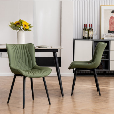 Chaises de salle à manger rembourrées en cuir de polyuréthane Jimma Chaises d'appoint à oreilles modernes avec pieds en métal