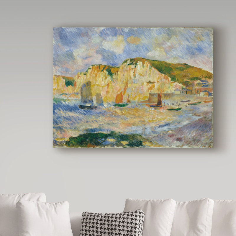 "Mer et falaises" par Pierre-Auguste Renoir - reproduction d'art sur toile, H 35 po x l 47 po x P 2 po