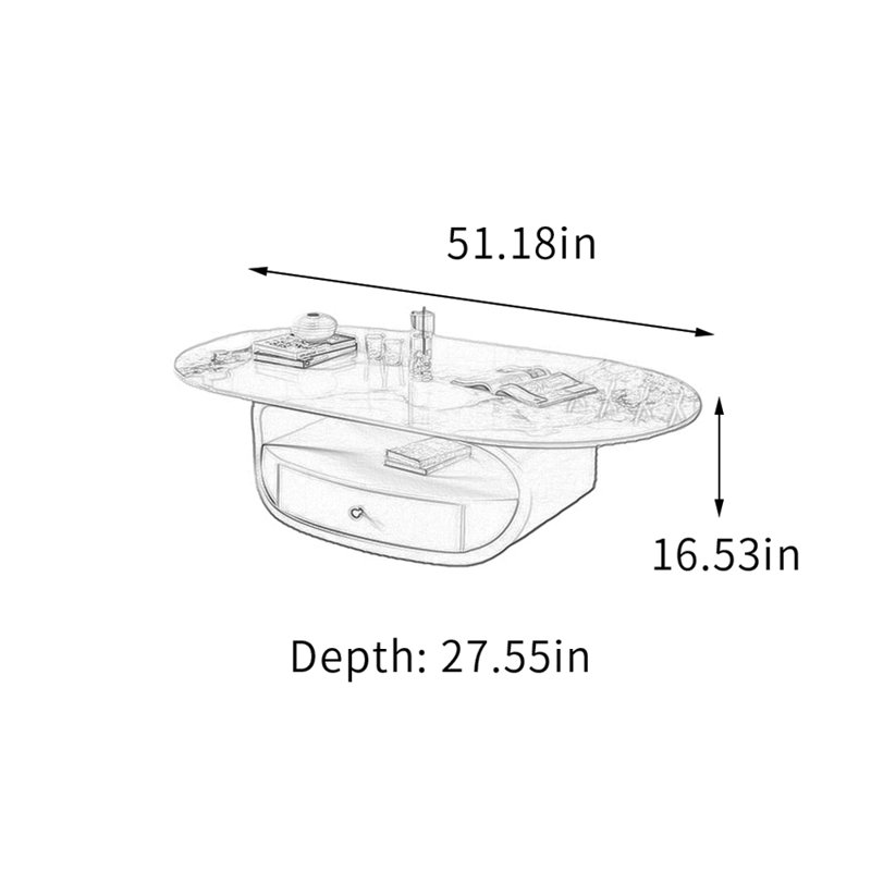 Table basse Simplicity, Blanc / Gris, H 16,53 po x L 51,18 po x l 27,55 po