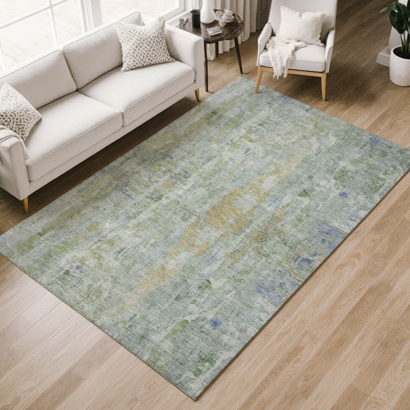 Tapis abstrait lavable à la machine intérieur / extérieur ACN2310, Rectangle 10 pi x 14 pi