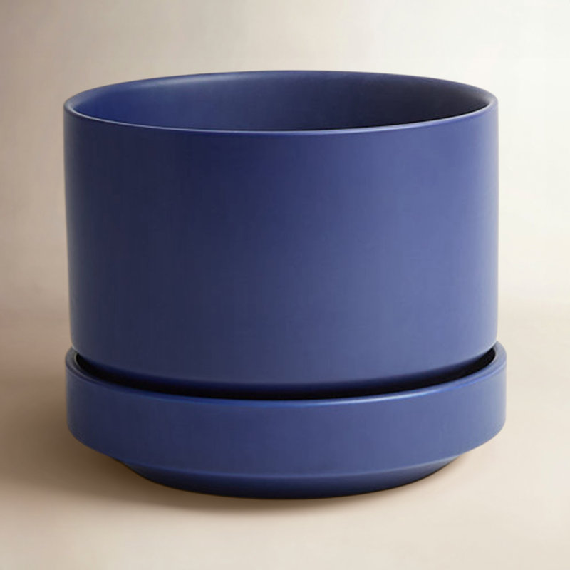 Byer Handmade Ceramic Pot Planter, 6" H x 7" W x 7" D, Blue
