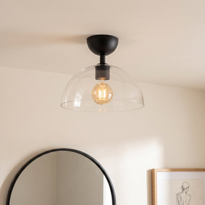 Casoria Glass Semi Flush Mount, Matte Black