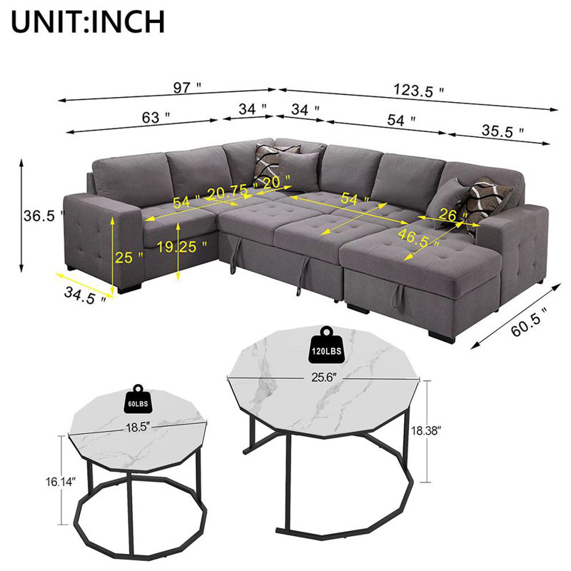 Upholstered U-Shaped Sectional Left Hand Facing