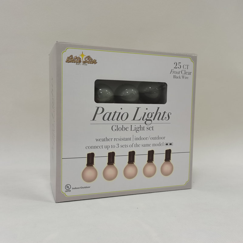 Outdoor Frosted Clear Globe Incandescent String Lights, 25 Bulbs