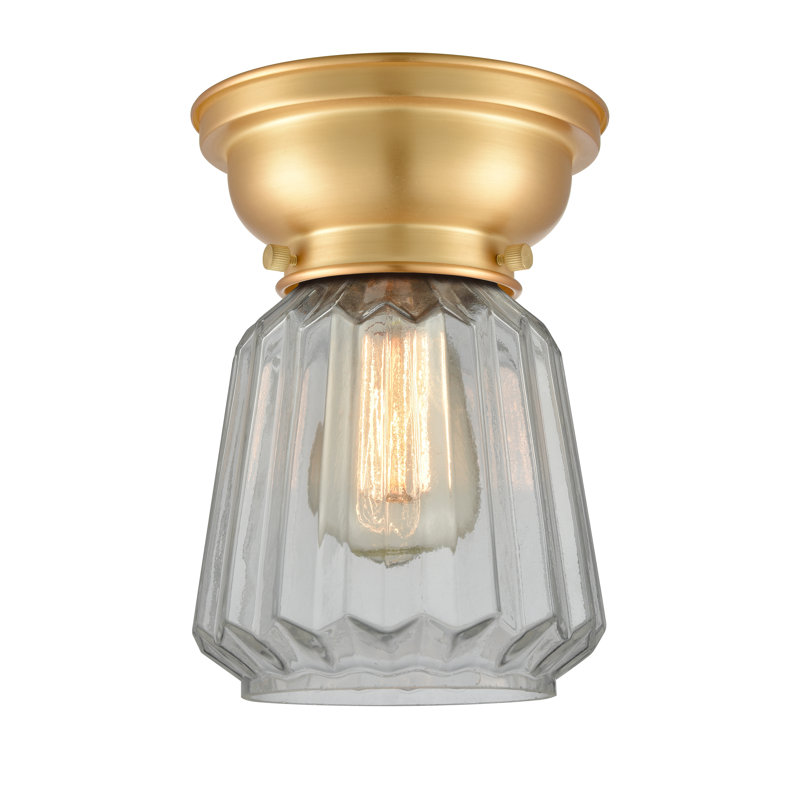 Vinson Glass Flush Mount, Clear, No Bulb Included, Satin Gold