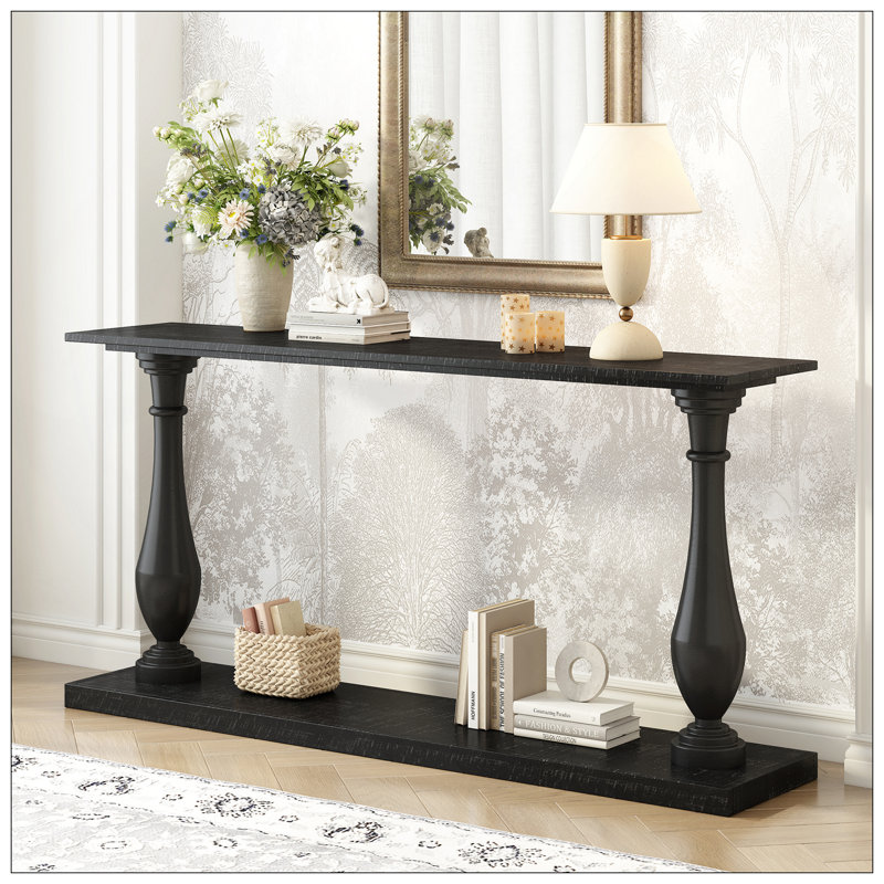 Vintage Sofa Table - Space-Saving Design With Luxurious Pine Veneer And Elegant Tapered Legs, Modern Narrow Entryway Table For Living Room, Study, Foyer, Or Bedroom