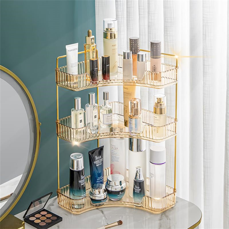 Awbree Plastic Makeup Organiser, Gold