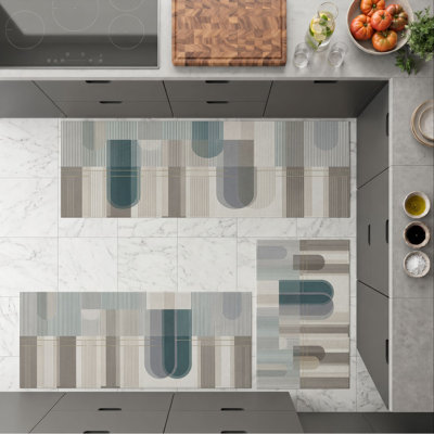Geometric Stripes Non-Slip Washable Kitchen Mats