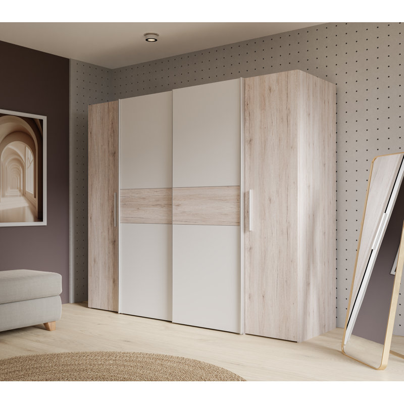Koran 4 Door Wardrobe, Sand Oak/White