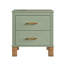 Table de chevet à 2 tiroirs, table de chevet élégante en bois cannelé avec poignées en métal et pieds en bois massif, grande table de bout avec rangement pour la chambre à coucher et le salon