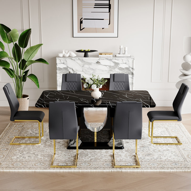 Ensemble de table de salle à manger pour 4, Gris, 7