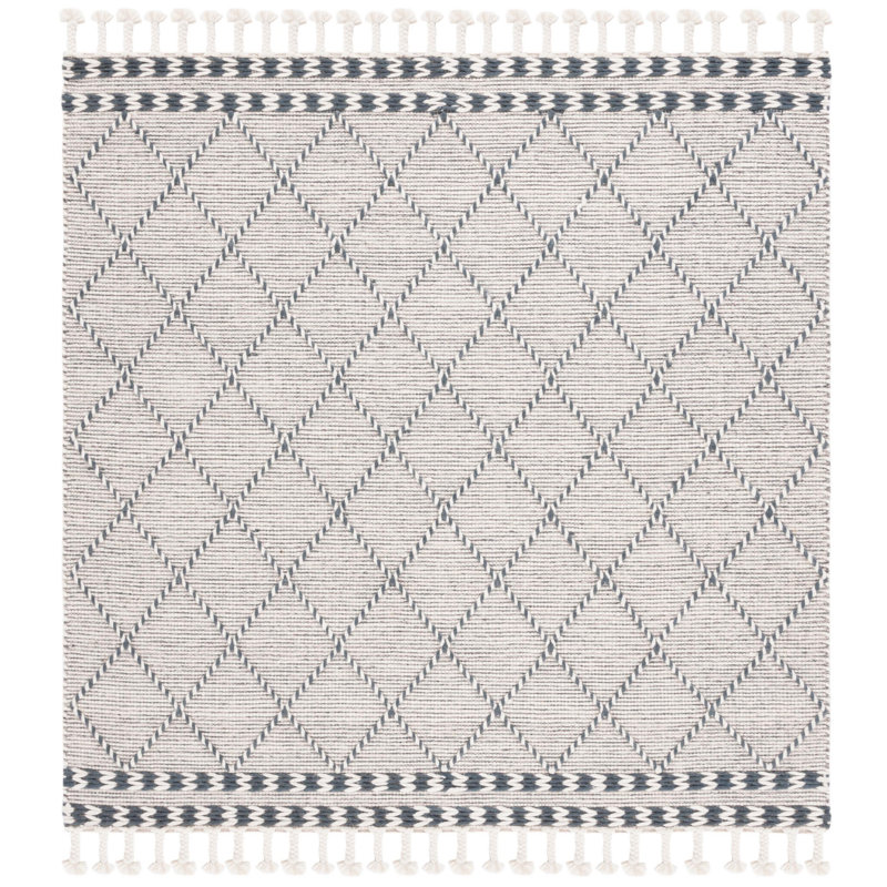 Dessiree Hand Woven Wool And Cotton Geometric Rug, Square 6'