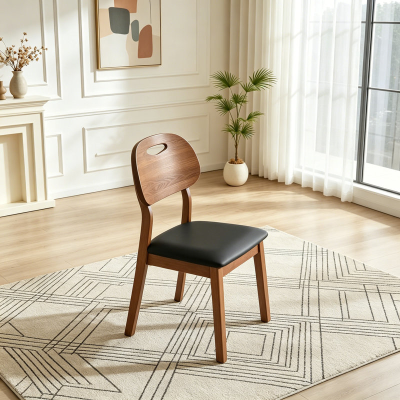 Chaises de salle à manger en bois massif, Walnut+black