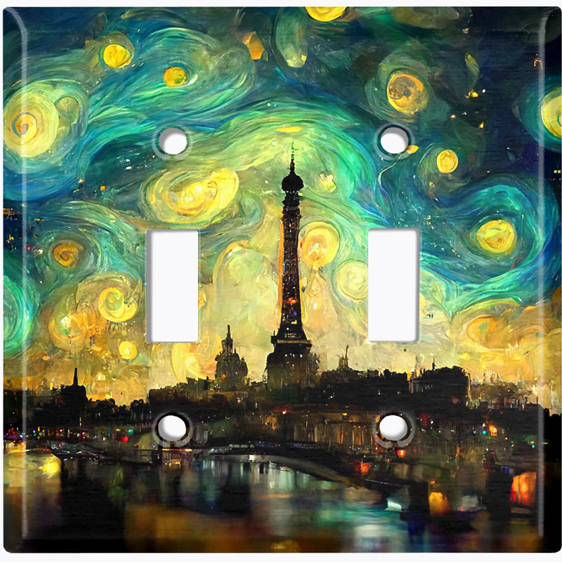Plaque murale d'interrupteur à bascule 2 lumières Night City Big City Lights