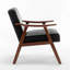 Chaise d'appoint avec revêtement en microfibre et structure en bois massif, polyuréthane / PVC noir, mobilier de salon Mid-Century moderne classique pour sièges supplémentaires