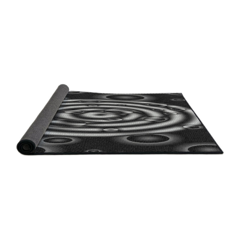 Tapis blanc / noir Power Loom, Rond 5 pi
