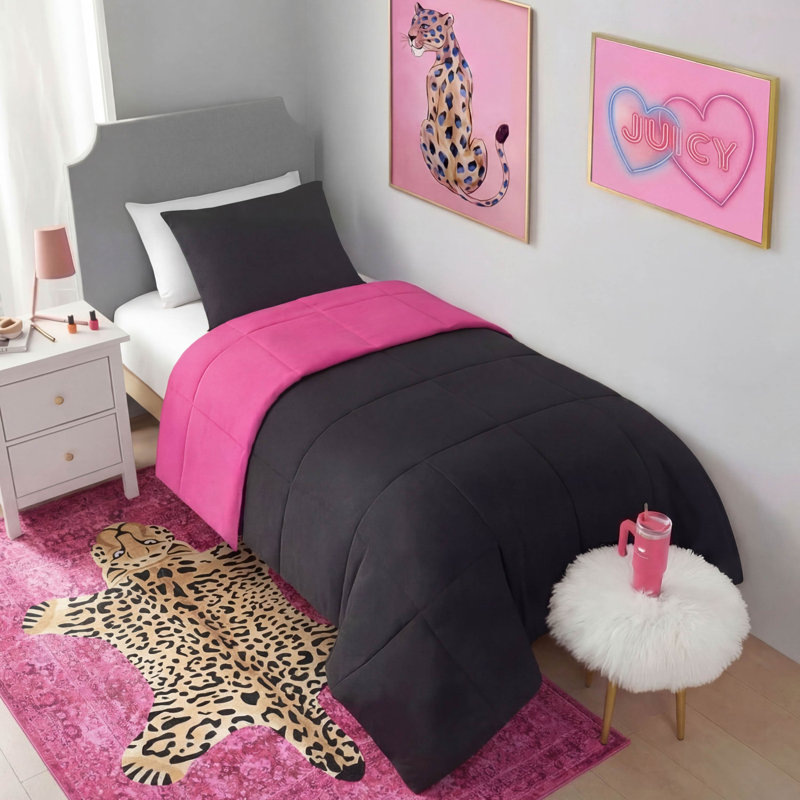  Finely Machine Washable Area Rugs, 5' x 7', Hot Pink Leopard