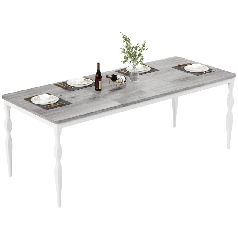 Dining Room Table 6, Mid Century Kitchen Table Furniture With Metal Frame Heavy Duty Legs, 35.4"H x 70.9"L x 29.9"W