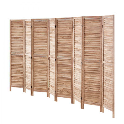 Wood Room Divider, 8 Panel Wood Folding Privacy Screen, 66.9 Inches Tall Indoor Louvered Wooden Partition by George Oliver