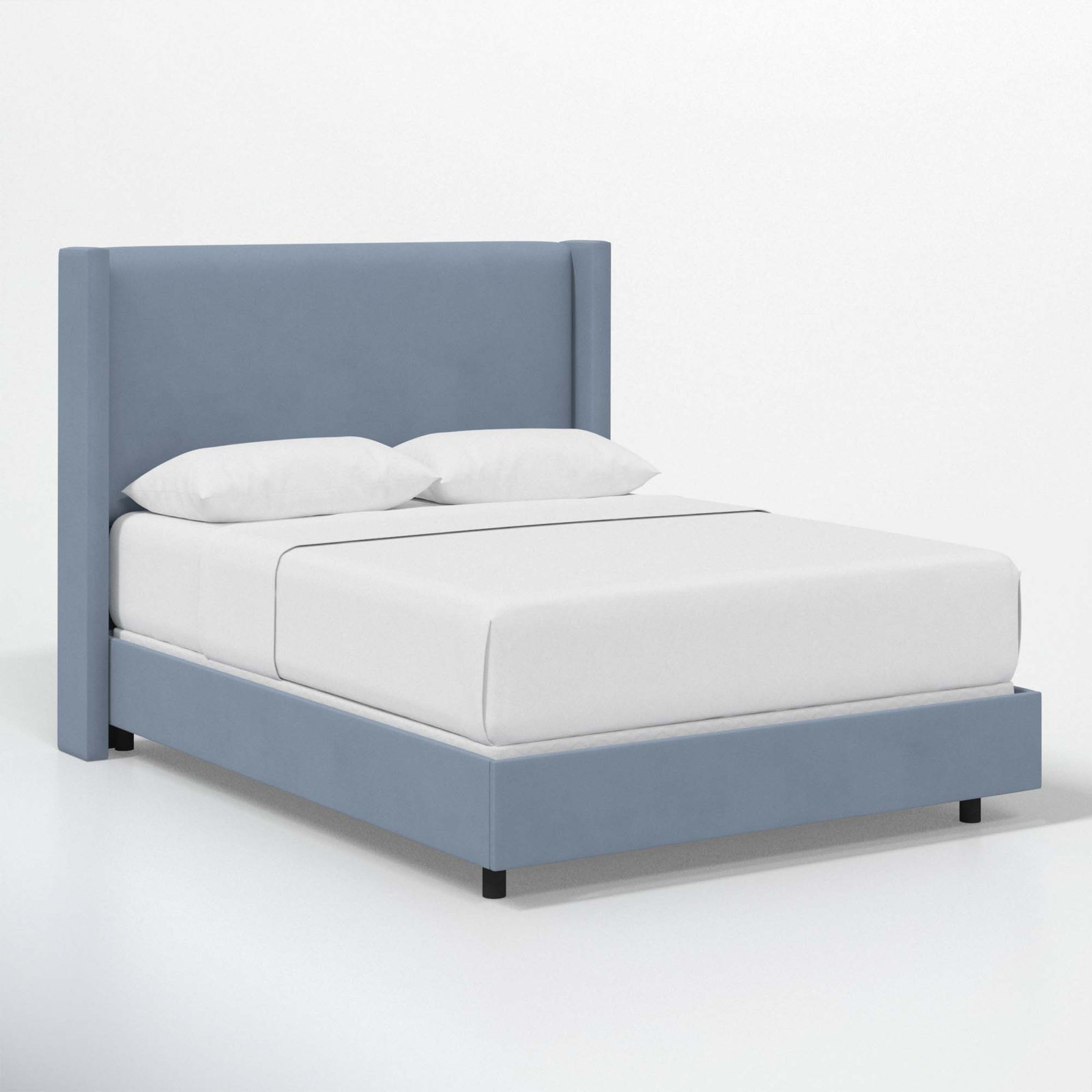 Hanson Upholstered Wingback Bed, California King, Classic Ocean Velvet